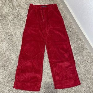 Abercrombie Red Cropped Wide-leg Corduroy Pants